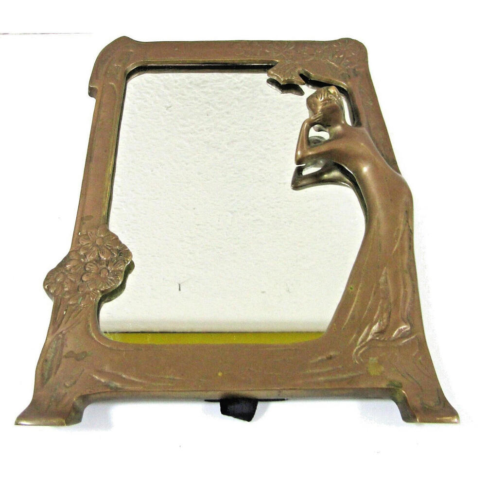 Lady of the Lake Antique Art Nouveau Bronze Free-Standing Table Mirror c. 1910 - Picture 2 of 11
